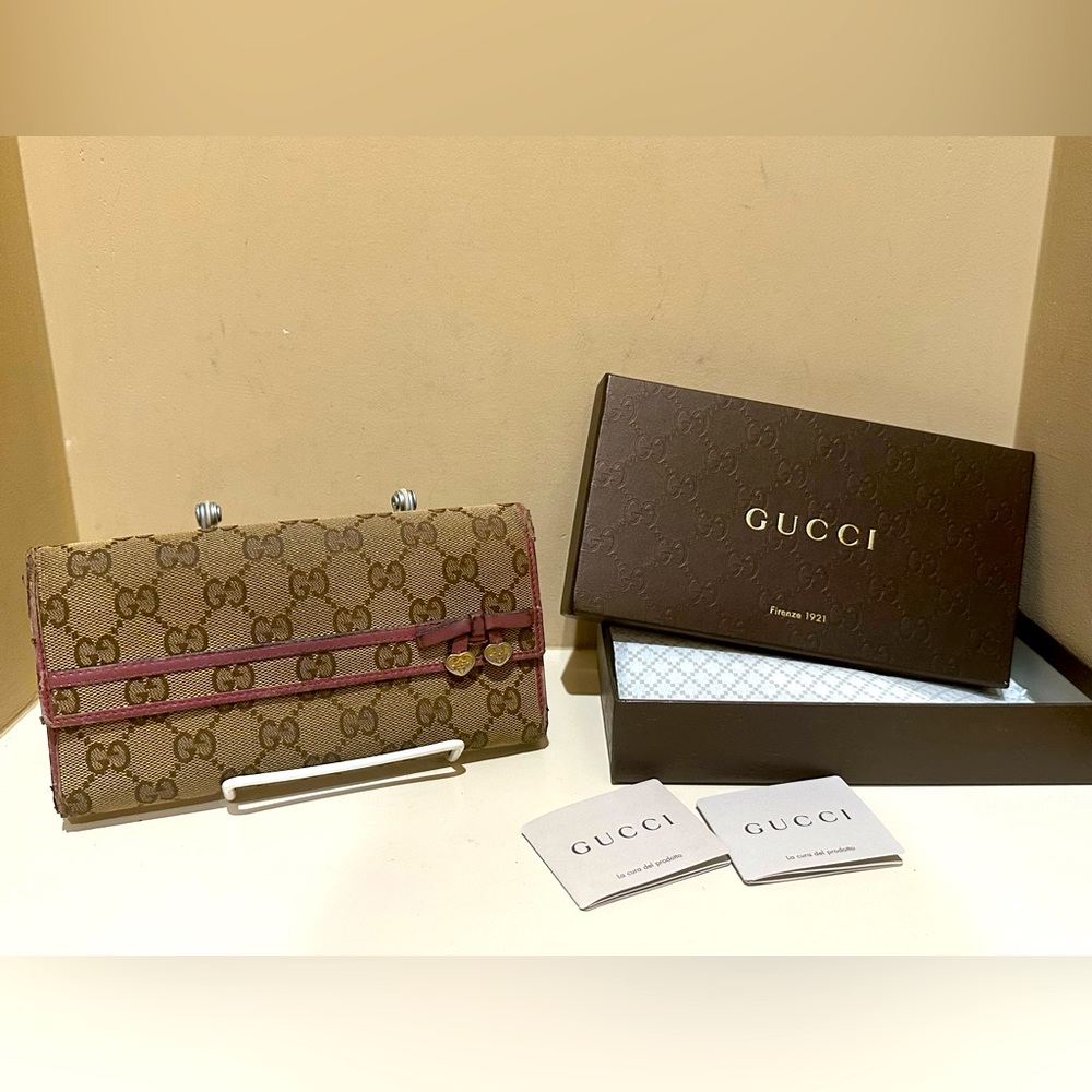 Gucci Interlocking G Webbed Long Wallet W/Box - image 1
